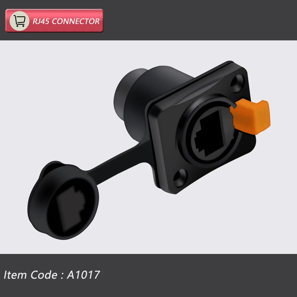 10pcs/5sets 8p8c RJ45 Waterproof Connector,Orange&Black, Panel Mount+Wire Connector, RJ45 Ethernet/Network Connector, IP65 Level