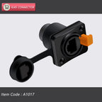 10pcs/5sets 8p8c RJ45 Waterproof Connector,Orange&Black, Panel Mount+Wire Connector, RJ45 Ethernet/Network Connector, IP65 Level