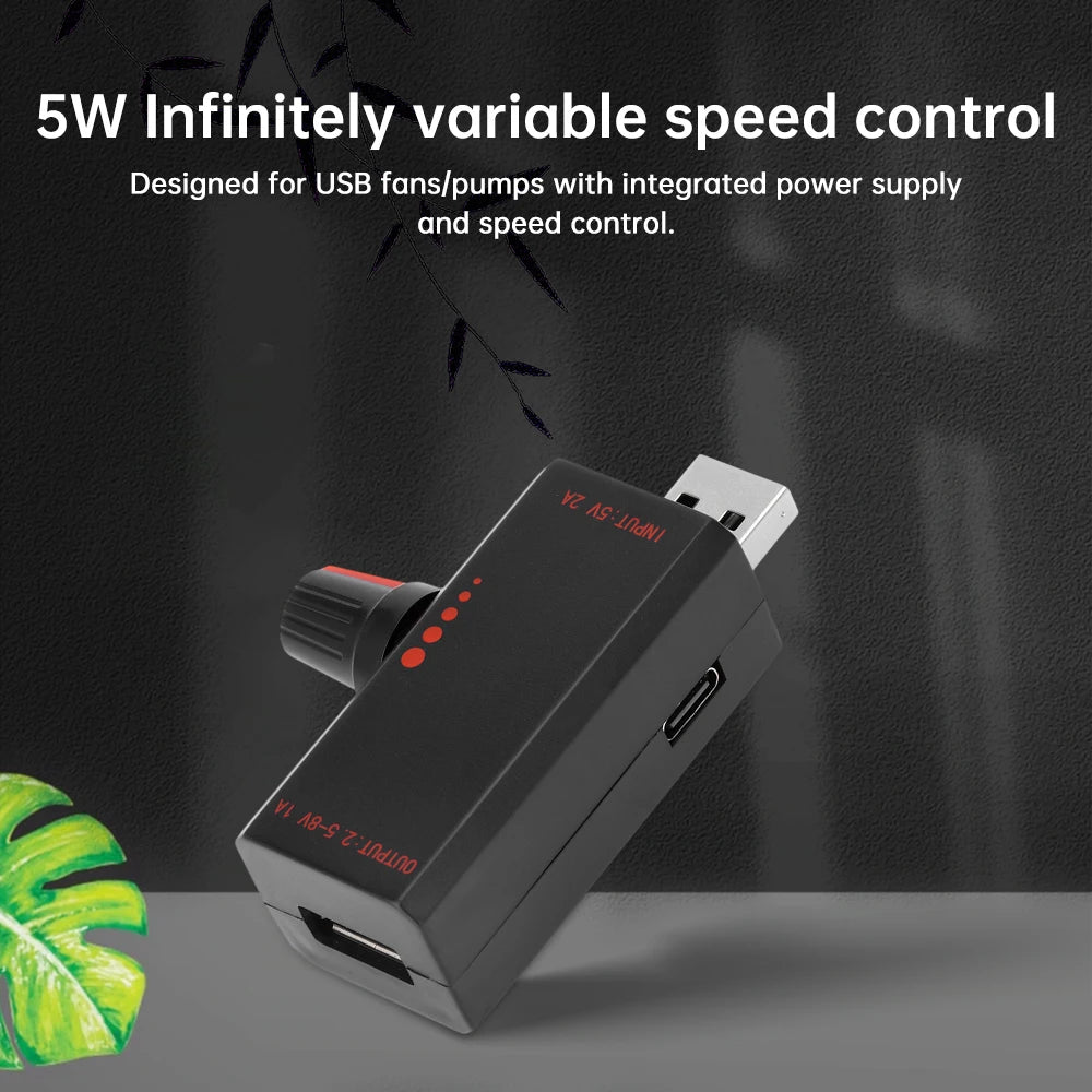 5W DC5V2A Fan Speed Controller Induction Speed Controller with Switch USB Protection Type-C USB Laptop Cell Phone Cooling