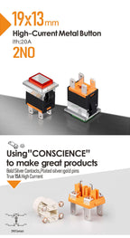 LANBOO High-End Quality Latching  Rocker Switch 20A 16Amp Current Push Button 2no2nc with LED 3-8V/9-24V/220V