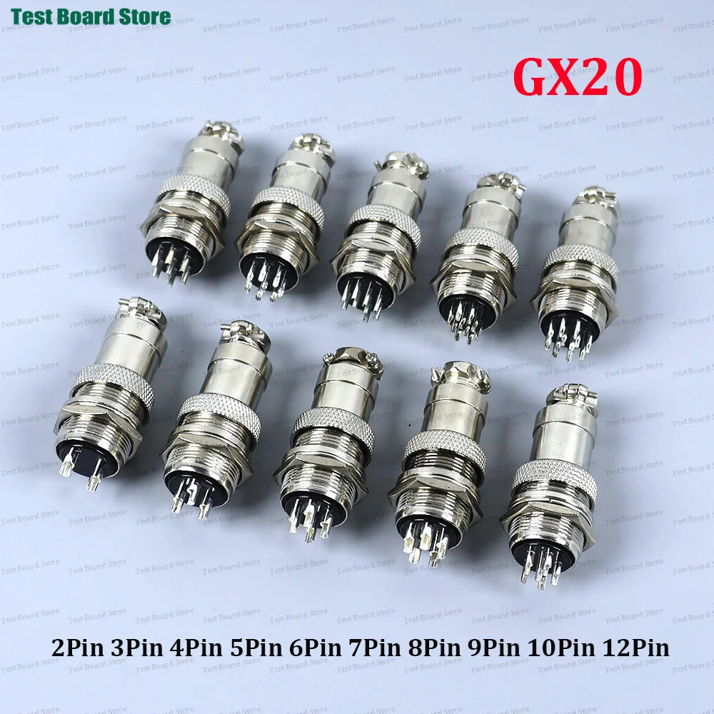 1/2/5Set GX20 Aviation Connector 2 3 4 5 6 7 8 9 10 12Pin Docking Aviation Male Female Plug Socket Waterproof Circular Connector