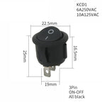 1PCS ON/OFF Round Rocker Switch LED illuminated Car 12V 24V / 6A 250V / 10A 125V 2/3/4PIN Switch 20MM