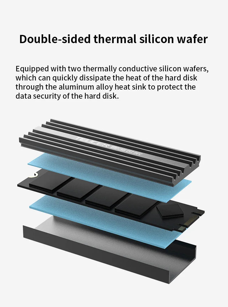 TEUCER SSD Heatsink M.2 NVME Solid State Disk Drive PC Radiator with Thermal Silicone pad for Desktop PC M.2 NVME PS5 Heatsink