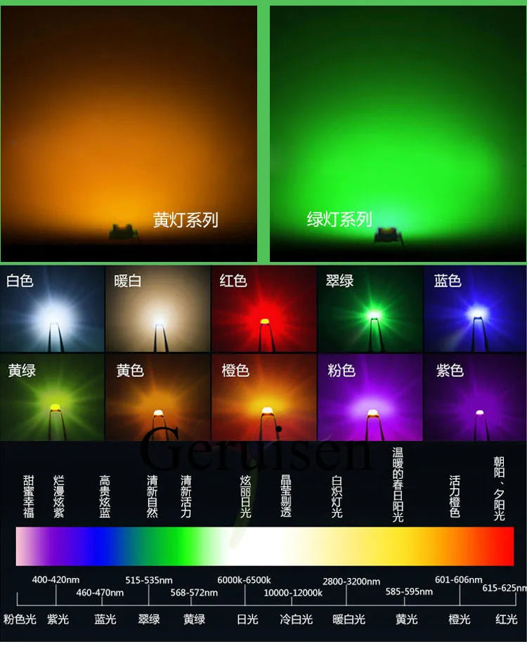 0805 smd led Red Yellow Green White Blue Pink UV Ice RGB BIUE Orange light emitting diode 100PCS