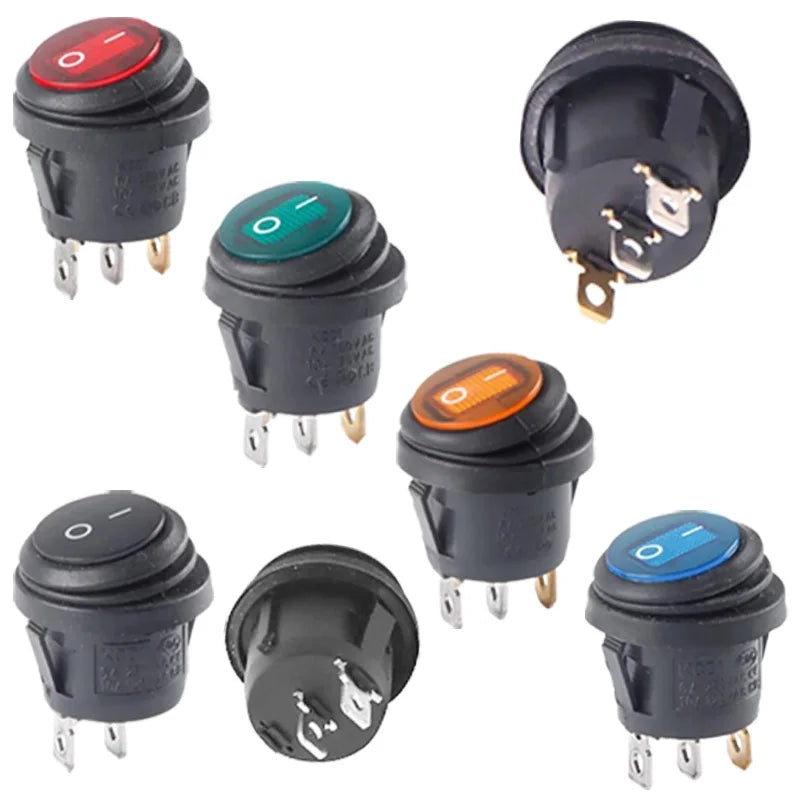 KCD1 Waterproof Round Button Rocker Switch KCD1 Boat-shaped Switches Push Button Switch ON OFF with Light 12V 220V