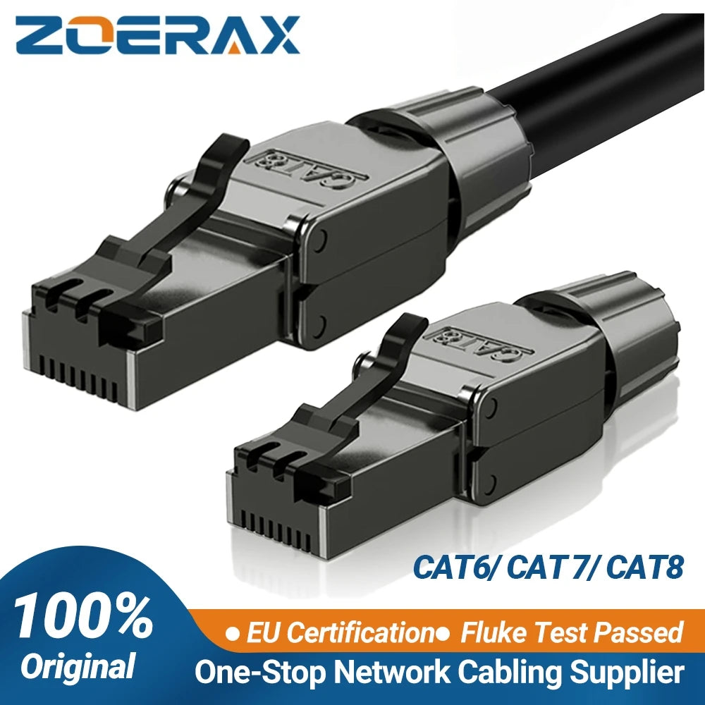 ZoeRax Cat8 Cat7 Cat6a Connectors RJ45 Tool Free Industrial Ethernet Easy Jack Shielded RJ45 Modular Termination Plug - 1PCS