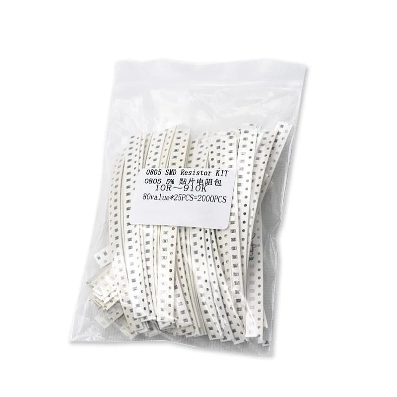 4000PCS 2000PCS SMD Resistor KITs 1% 5% 0402 0603 0805 1206 1210 10R 100R 220R 330 470R 10K 100K 80Values Resistance Sample Pack