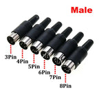 5pcs 3 4 5 6 7 8 Pin DIN Male Female Plug W/ Plastic Handle & Female Socket Hulled Panel Mount Keyboard Cable Connector Adapter