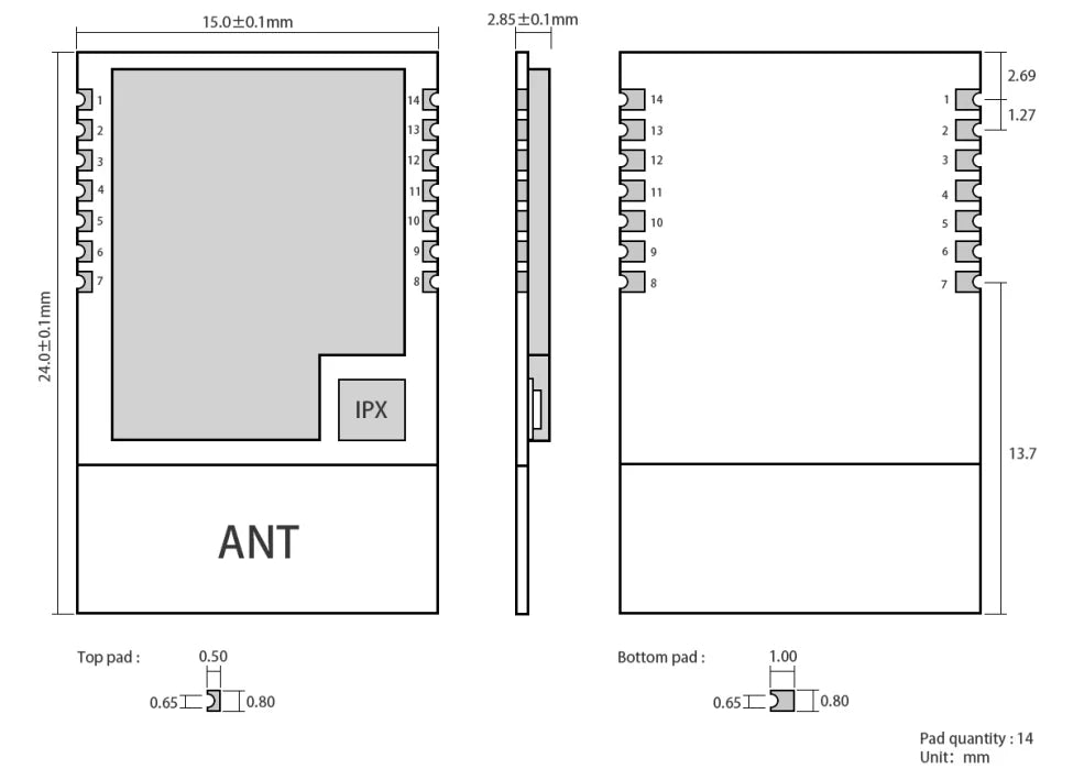 2.4GHz Bluetooth Module SX1280 LoRa Spread Spectrum Low Energy SMD UART Wireless Transceiver Receiving 3km  E28-2G4M12S
