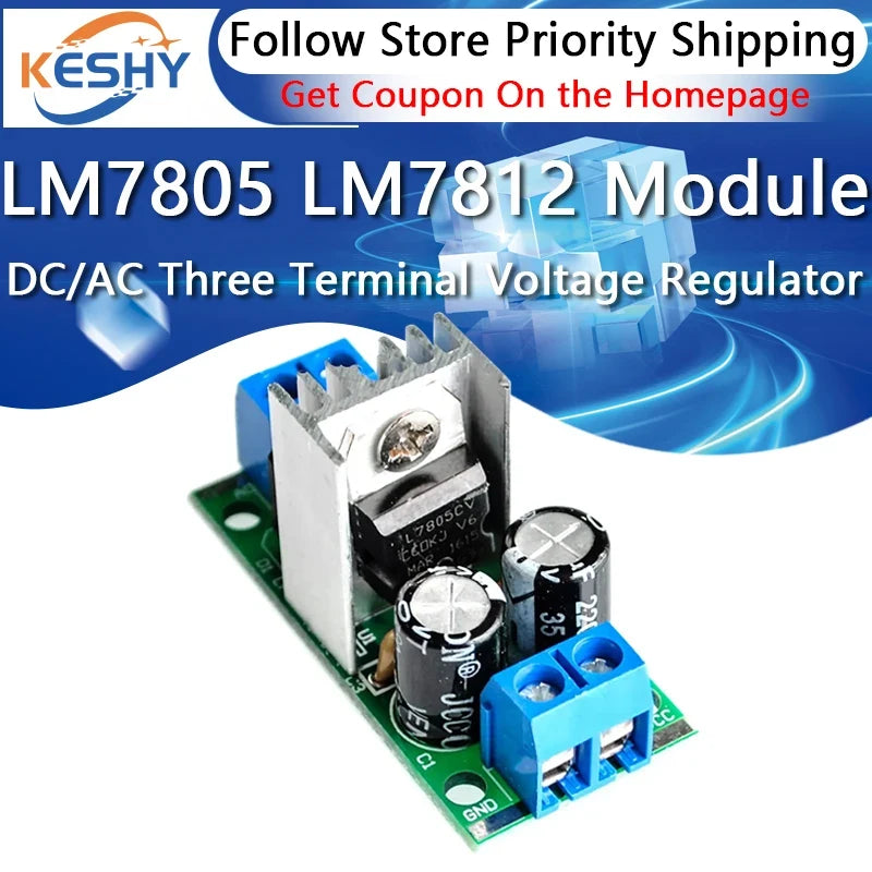 L7805 L7812 LM7805 LM7812 DC/AC Three Terminal Voltage Regulator Power Supply Module 5V 9V 12V Output Max 1.2A