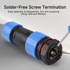 IP68 Waterproof Aviation Connector LD12/16/20/28 Male Plug Female Socket 2 3 4 5 6 7 9 Pin Solder‑free Wire Cable Connector