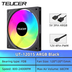 TEUCER UT-12015 120mm ARGB FDB Bearing Slim Cooling Fan High-Performance PC Case Fan for CPU Cooling and PC Builds