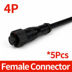 5PCS M12 IP65 Waterproof Aviation Connector 2 3 4 5 6 8 Pin Metal Panel Mount Male Plug Socket Pigtail Cable for Industrial Use