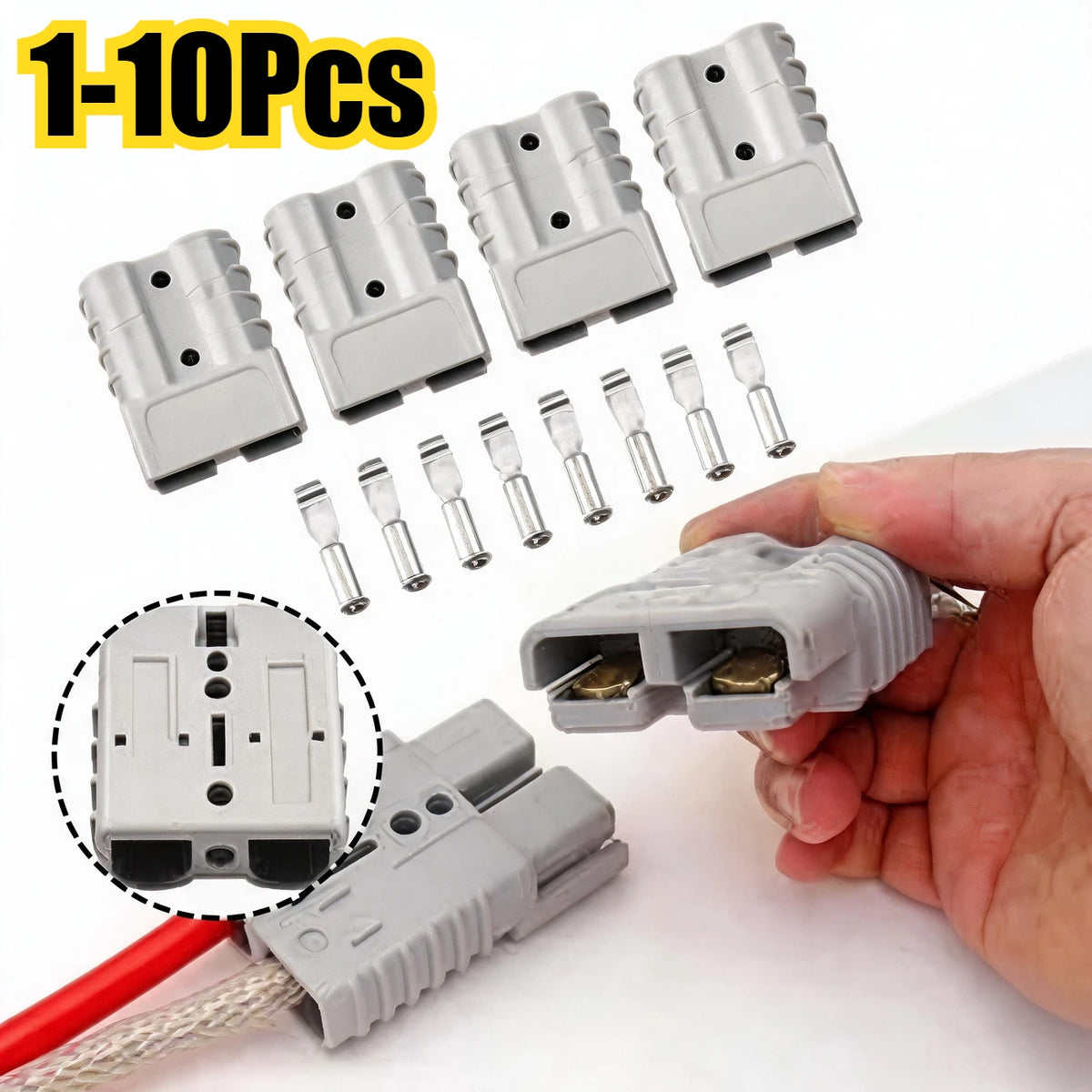 1-10Pcs 2-Pin 50A-600V Battery Terminal Connectors Battery Quick Connect/Disconnect for Anderson Style Plug Connectors DC
