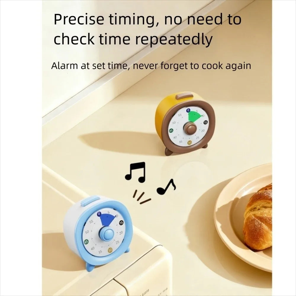 60 Minutes Visual Timer Ultra Silent Visualization Countdown Alarm Clock Self-discipline Round/Square Kitchen Timer