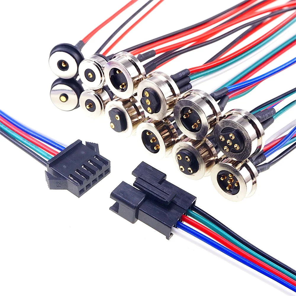 Magnetic Circular PogoPin Connector 2A Male Female Metal Spring Loaded 1/2/3/4/5/6 Pin DC Power Charger Wire JST SM Gold Plated