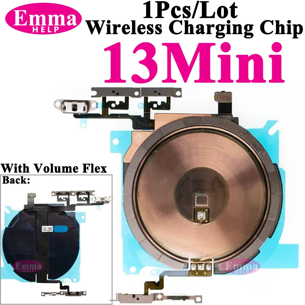 EmmaHelp 1pc For iPhone 13 Pro Max 16 14 15 8 Plus XR Wireless Charging Coil With Volume Flex Flash Charger Panel Sticker