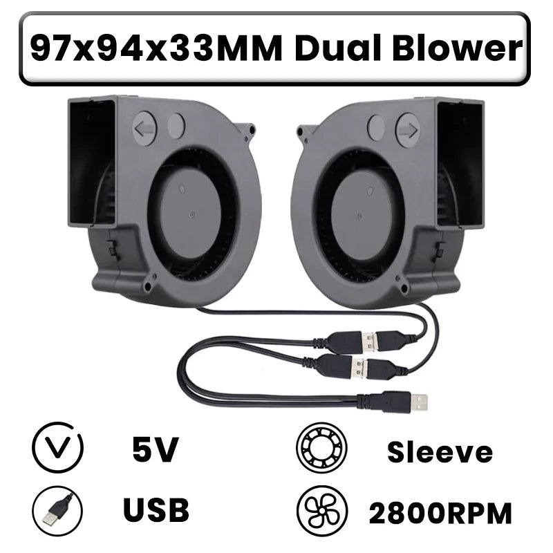 GDSTIME Dual 40mm 50mm 60mm 80mm 92mm 120mm 140mm DC 5V Powered USB Fans with 2 in 1 USB Cable for AV Receiver DVR Cooling