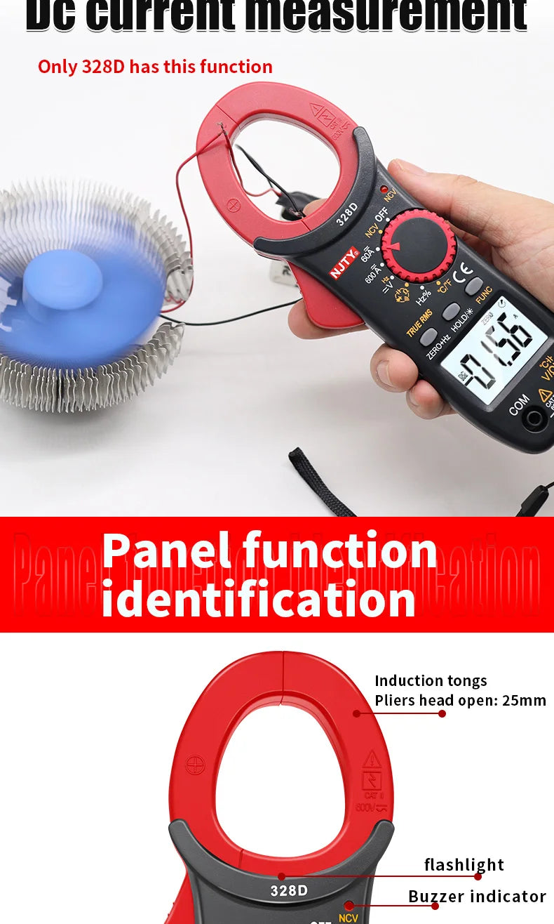 Digital Clamp Meter DC/AC Volt Amp Ohm Diode Multimeter Ammeter Multitester Current Voltage Resistance Tester NCV NJTY 3266TA