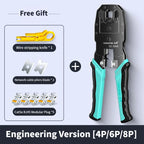 SAMZHE Alloy Steel Crimp Plier RJ45 Crimper Stripper Cutter for Cat5e/6/7/8 Ethernet Wire Tool With Dovetail Clip Double 8P