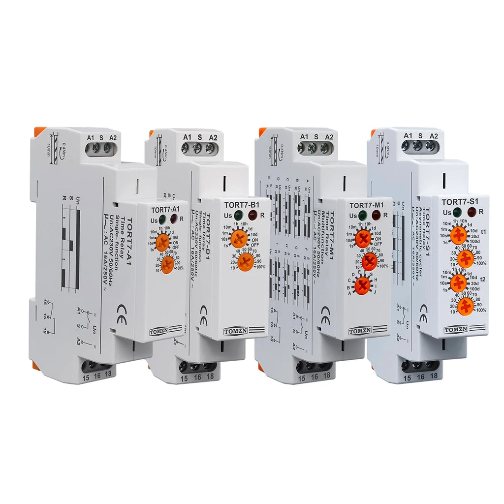 TORT7 Series Delay-ON Delay-OFF 10in1 Asymmetric Cycler Time Relay Multi-function Timer Switch 0.1S-10D Pulse Generator Interval