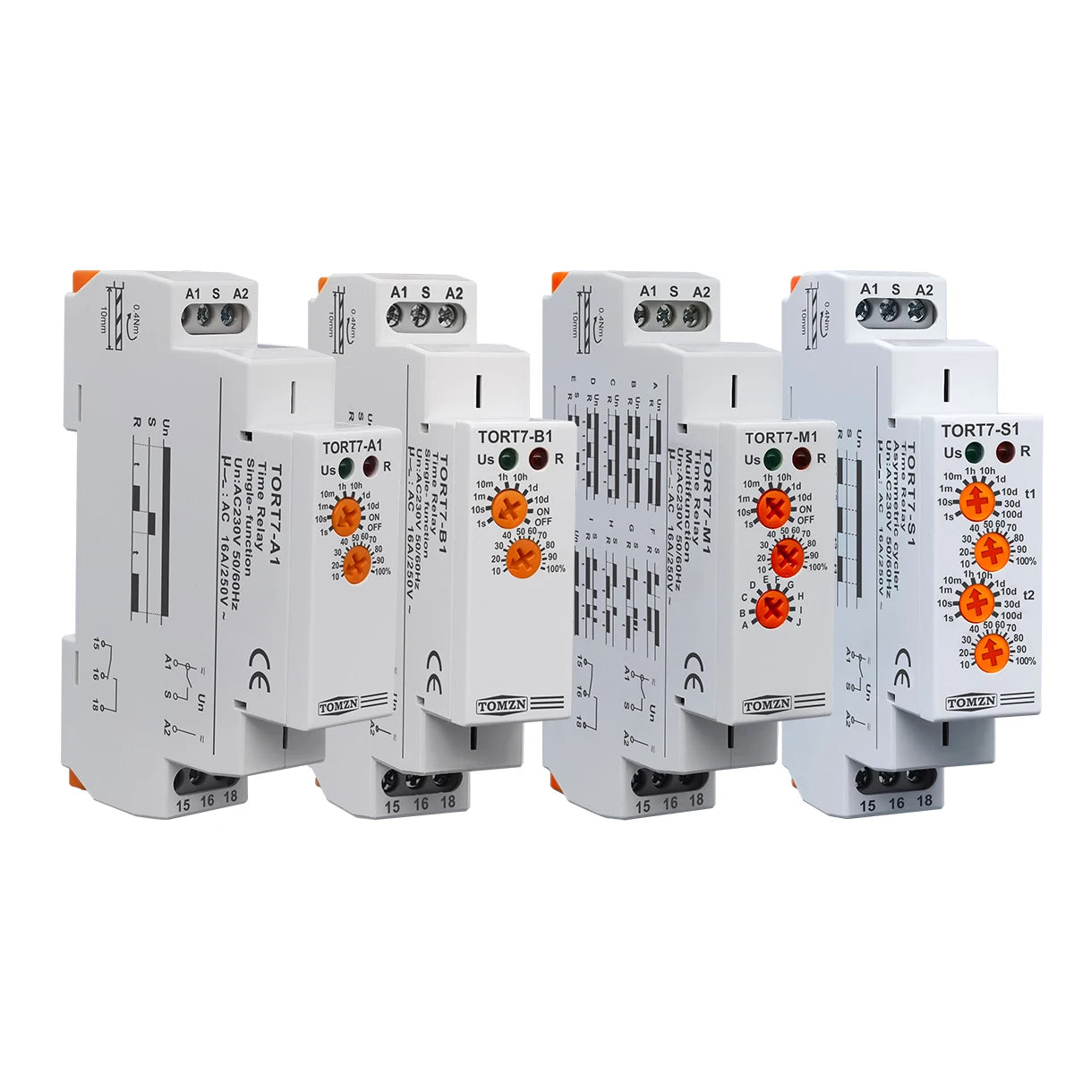 TOMZN TORT7 Series Delay-ON Delay-OFF 10in1 Asymmetric Cycler Time Relay Multi-function Timer Switch 0.1S-10D Pulse Interval