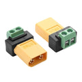 2PCS XT60 to 2‑Pin Screw Terminal Adapter 10A Solderless Converter Power Plug Male Female to Screw Terminal Connector