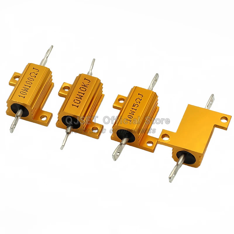 1pcs RX24-10W Golden Aluminum High Power Current Limiting Resistors 0.1 ~ 10K 0.5 1 2 3 5 8 10 20 100 150 200 300 500 1K 5K Ohms