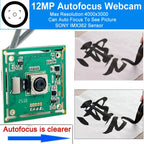HD Autofocus 12MP 4K 4000 x 3000 Mjpeg Mini USB2.0 Webcam Board CMOS IMX362 Sensor UVC OTG USB Webcam Module For Windows Android