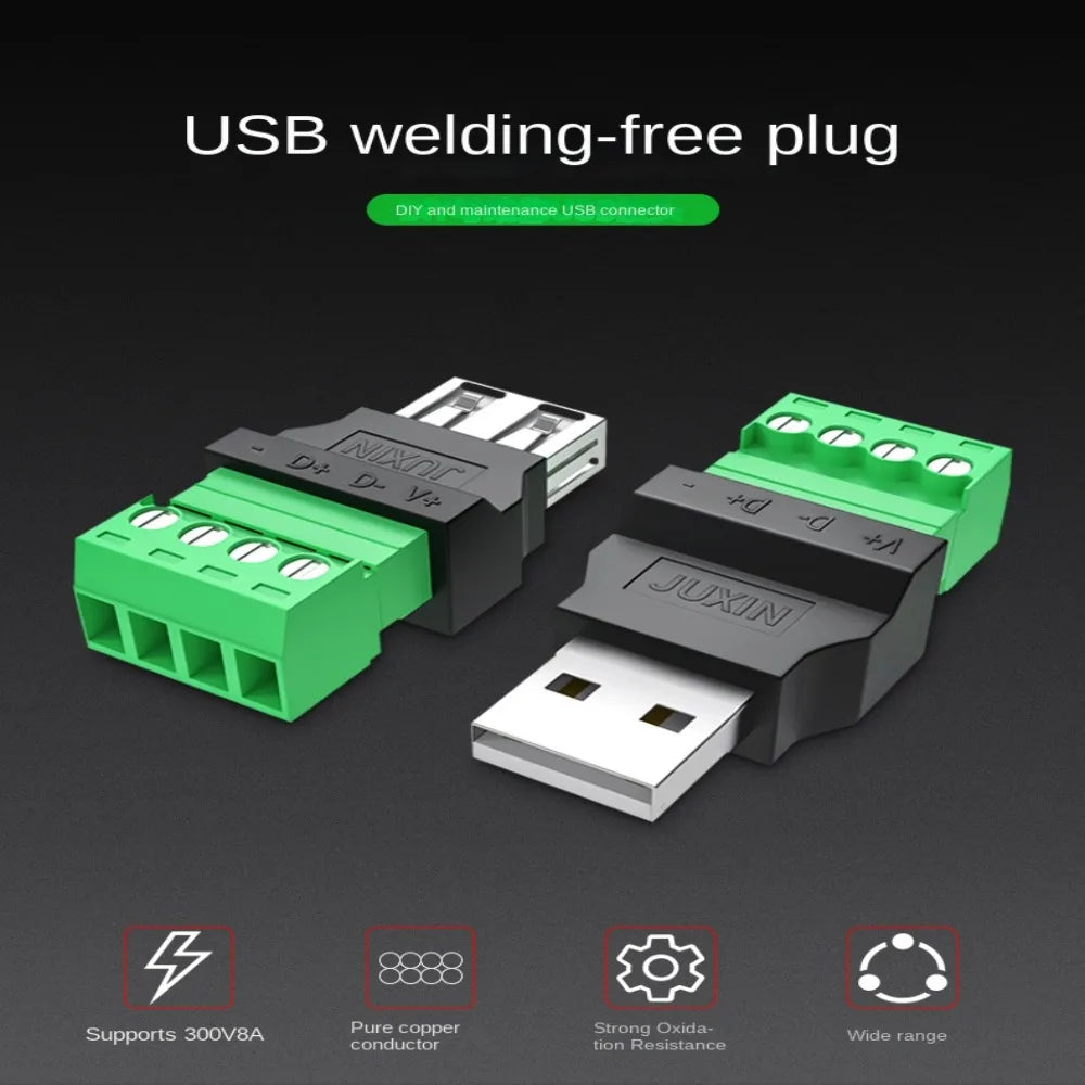 Type A USB Connector USB Plug USB 2.0 Adapter Connector Jack Type-A 4-pin Male/Female Plug 4 pin 4 Pin Screw Terminal Plug