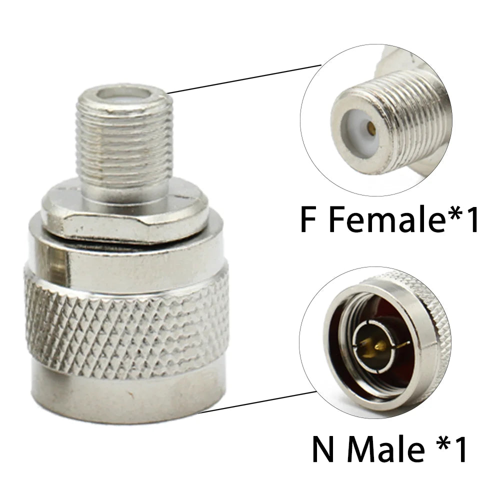 1pcs/lot  N To F TV Male Female Straight Connector L16 N Type to F Type Coax Converter  Antenna Extension Cable Brass Copper