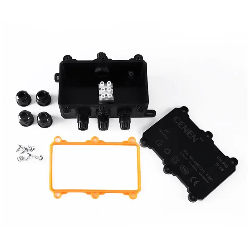 IP68 External Junction Box 4 Way Plug Line Coaxial Cable Connector Wire Range 3-12mm Outdoor External Electric Power Cord Case