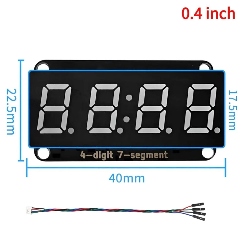 I2C 4-digit 7-segment LED Display Module, Supporting Coexistence of Decimals and Clocks I2C Digital Tube Compatible with HT16K33