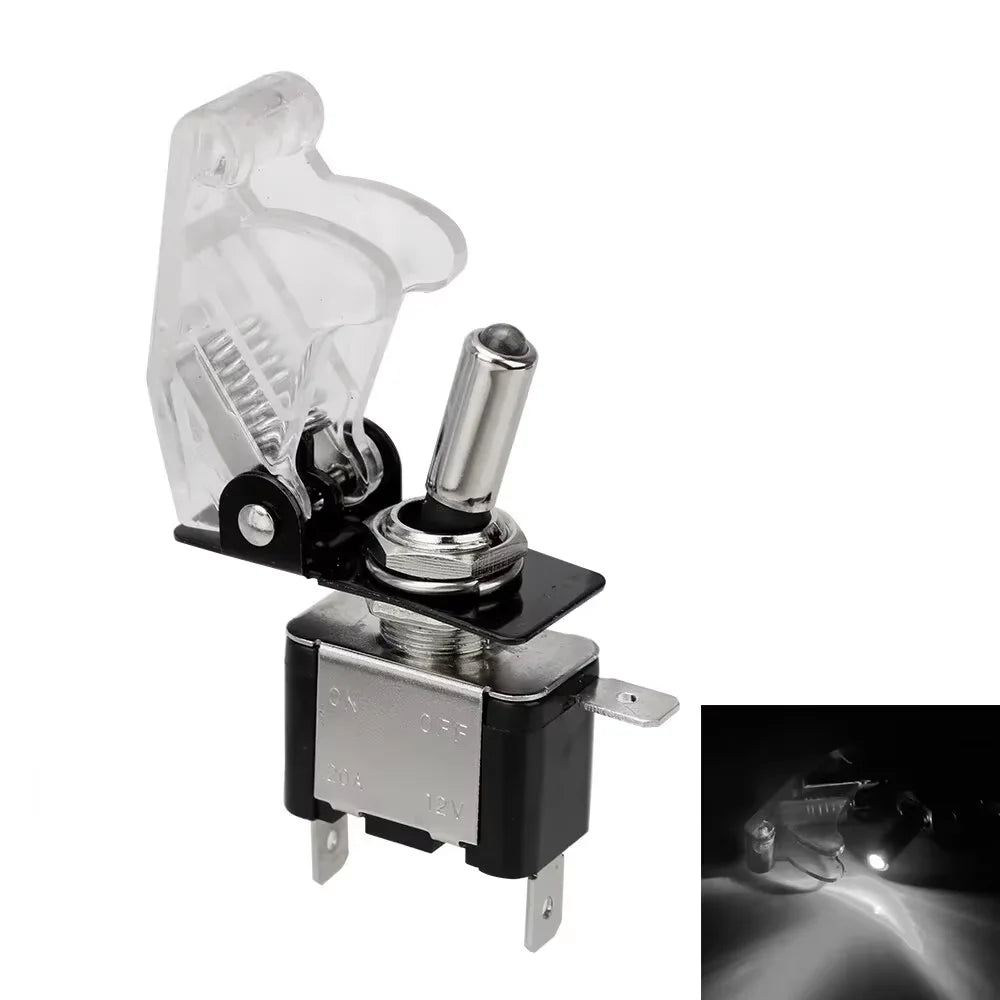 1PCS 12V 20A Toggle Switch LED Switch Car Auto Cover LED Light With Protective Cover SPST Toggle Rocker Switch Control On/Off