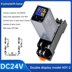 DC12V DC24V AC220V Digital Time Relay Mini Power-on Delay Controller Time Relay Cycle Time Control Delay Device with Base Socket