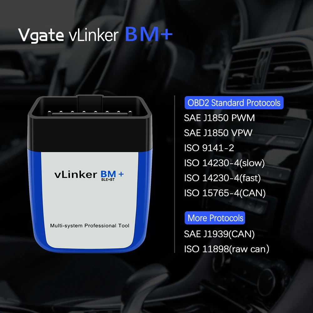 Vgate VLinker BM+ ELM327 OBD2 Car Diagnostic Tools Bluetooth 4.0 Bluetooth 3.0 for Android iOS Auto Scanner for Bimmercode