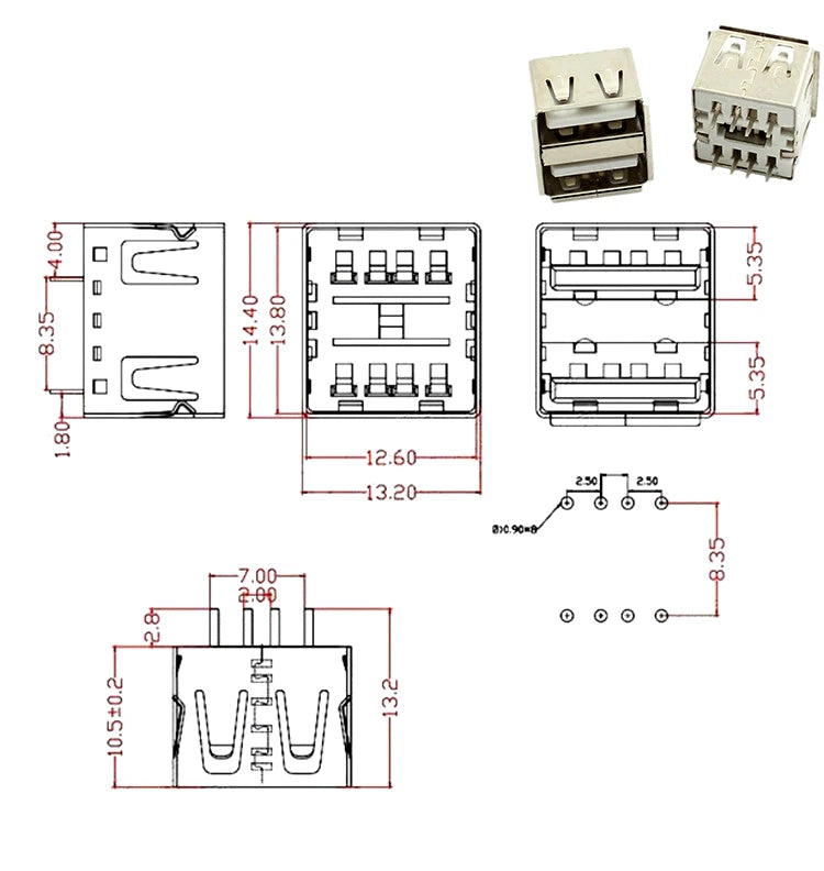 5PCS USB Interface Socket Type A Standard Port Female Male Solder Jacks Connector DIP Straight Vertical Bend Needle PCB Socket