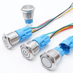 16mm 19mm 22mm Metal Push Button Switch Led Backlit On Off Car Engine Power Start Stop Waterproof With Wire 1NO1NC 5V 12V 220V