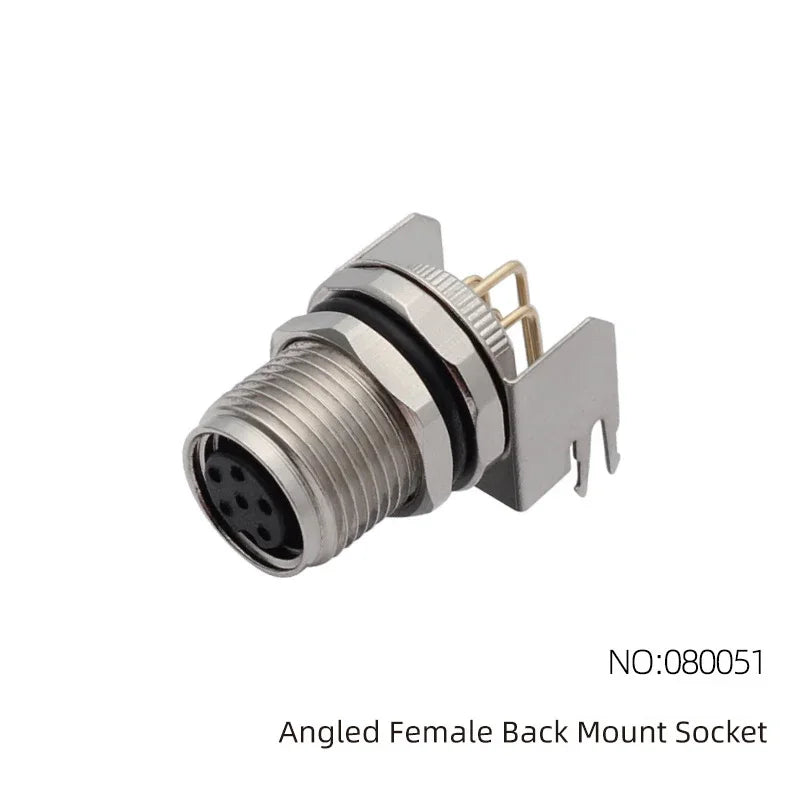 CAZN M8 Angled Male Back Mount Socket 3/4/5/6/8 Core Aviation Plug IP67/68 Waterproof Welding PCB Connector