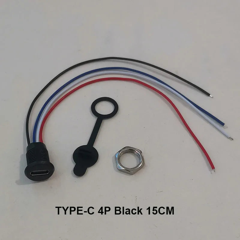 1/5PC 2/4/5Pin USB Type C Connector Type-C Female Socket With PH2.0 Terminal Nut Locking Plate Waterproof Fast Charging JackPort