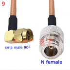RG316 Cable N Male Female To SMA Male Female Extension Conncetor N Type L16 To RPSMA Crimp for RG-316 Low Loss Coax Copper Brass