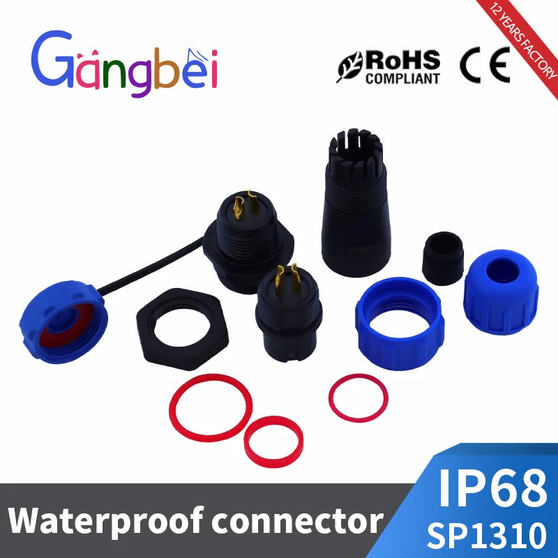 SP13 Waterproof Connector Male Plug & Female Socket Panel Mount Wire Cable Connector Aviation Plug IP68 2/3/4/5/6/7/9 Pin GBDQA