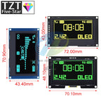 TZT 2.42" 2.42 inch LCD Screen White  Yellow 128x64 OLED Display Module IIC I2C SPI Serial for C51 SPD0301