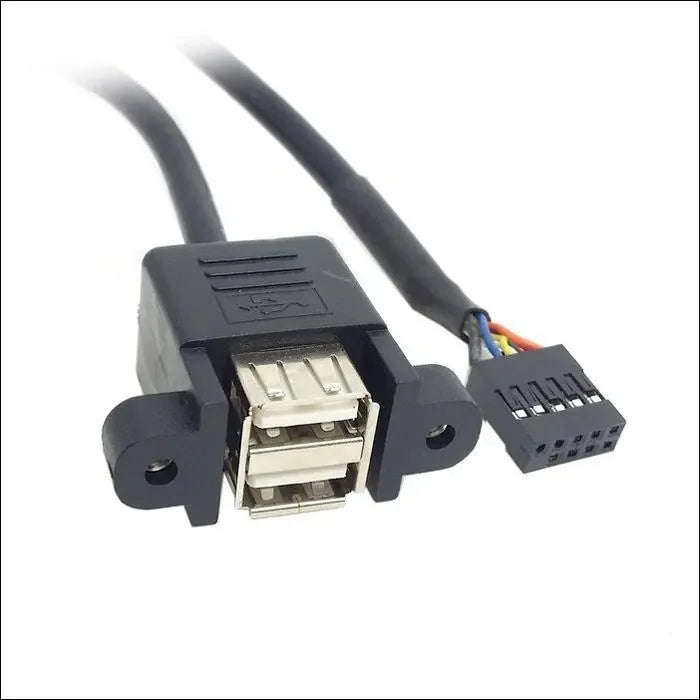 9Pin USB2.0 Internal Cord,Dual USB-A Panel Mount Female,2.54mm MB Front Header,30cm/50cm Option PC Chassis Front Panel DIY
