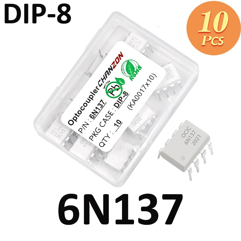 10PCS Optocouplers 6N137 6N137M EL6N137 DIP8 DIP-8 Optoisolator Opto Coupler New and Original  IC In Stock Chanzon