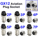 Connector GX12 small metal aviation socket 2/3/4/5/6/7pin electric cable terminal fixed type and butt mobile type Female&male