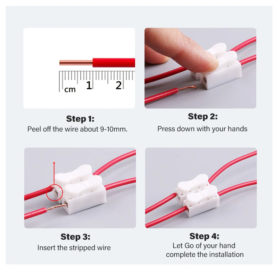 30/50/100pcs CH2 CH3 Mini Electrical Cable Press Fit Connectors 2P 3P Spring Quick Splice Lock Wire Connection Terminal Block