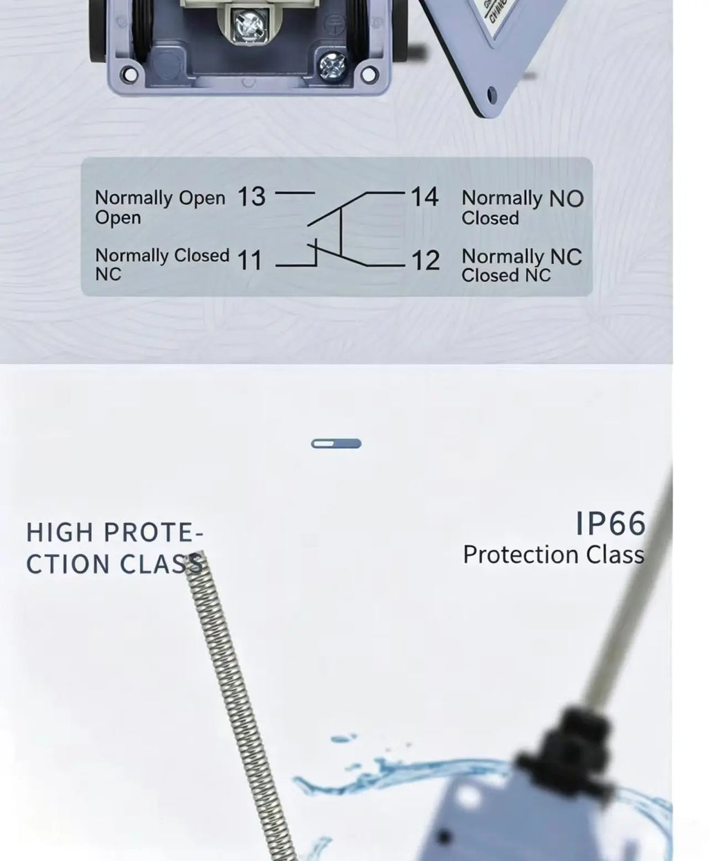 CNTD CSA-081 Limit Switch Micro Switch Long Metal Lever Arm Snap Action SPDT 1NO 1NC 10A 250V Waterproof Oil Proof