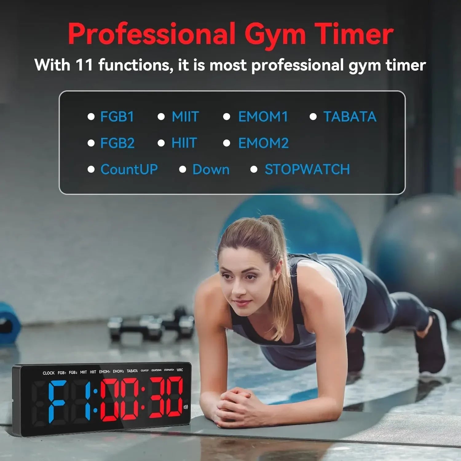 Gym Timer 3.5" Large LED Display Wall Clock Gym Interval Workout  Count Down & Up Stopwatch Digital Time Timers for Fitness Home