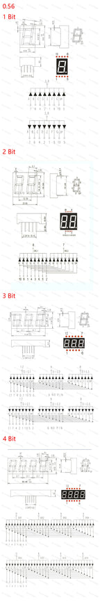 5Pcs LED Digital Tube Display 0.28/0.36/0.4/0.56/0.8-Inch 1/2/3/4-Bit 7 Segment Common Cathode/Anode Red/White/Yellow/Green/Blue